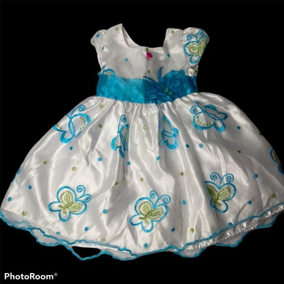 Butterfly Dress toddler Baby Girl 18-24 months Petticoat Lined Photo Shoot - Picture 2 of 10